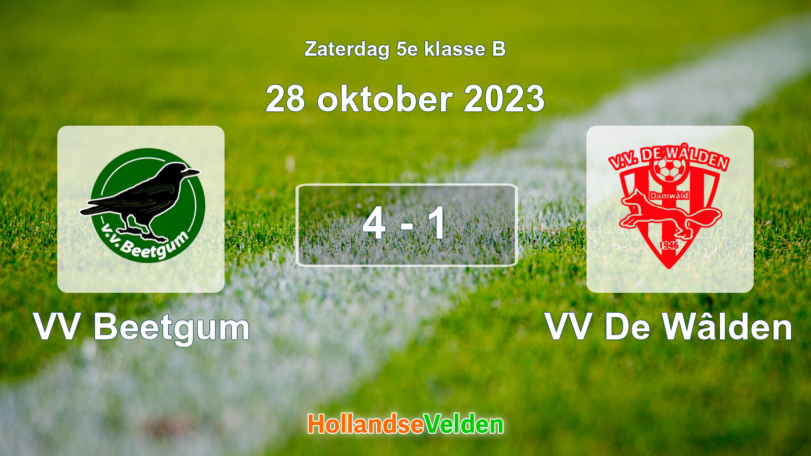 Gespeelde wedstrijd: VV Beetgum - VV De Wâlden 4 - 1 (28 oktober 2023)
