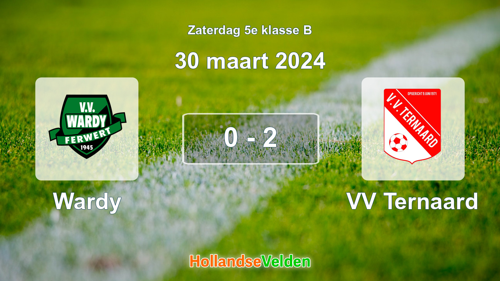 Gespeelde wedstrijd: Wardy - VV Ternaard 0 - 2 (30 maart 2024)