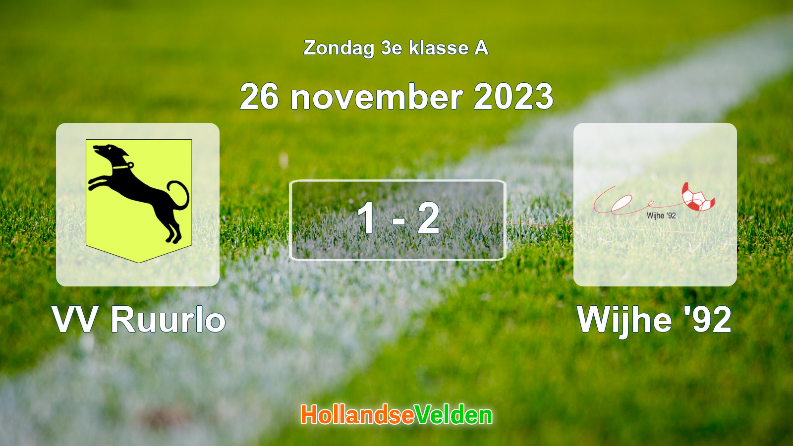 Gespeelde wedstrijd: VV Ruurlo - Wijhe '92 1 - 2 (26 november 2023)