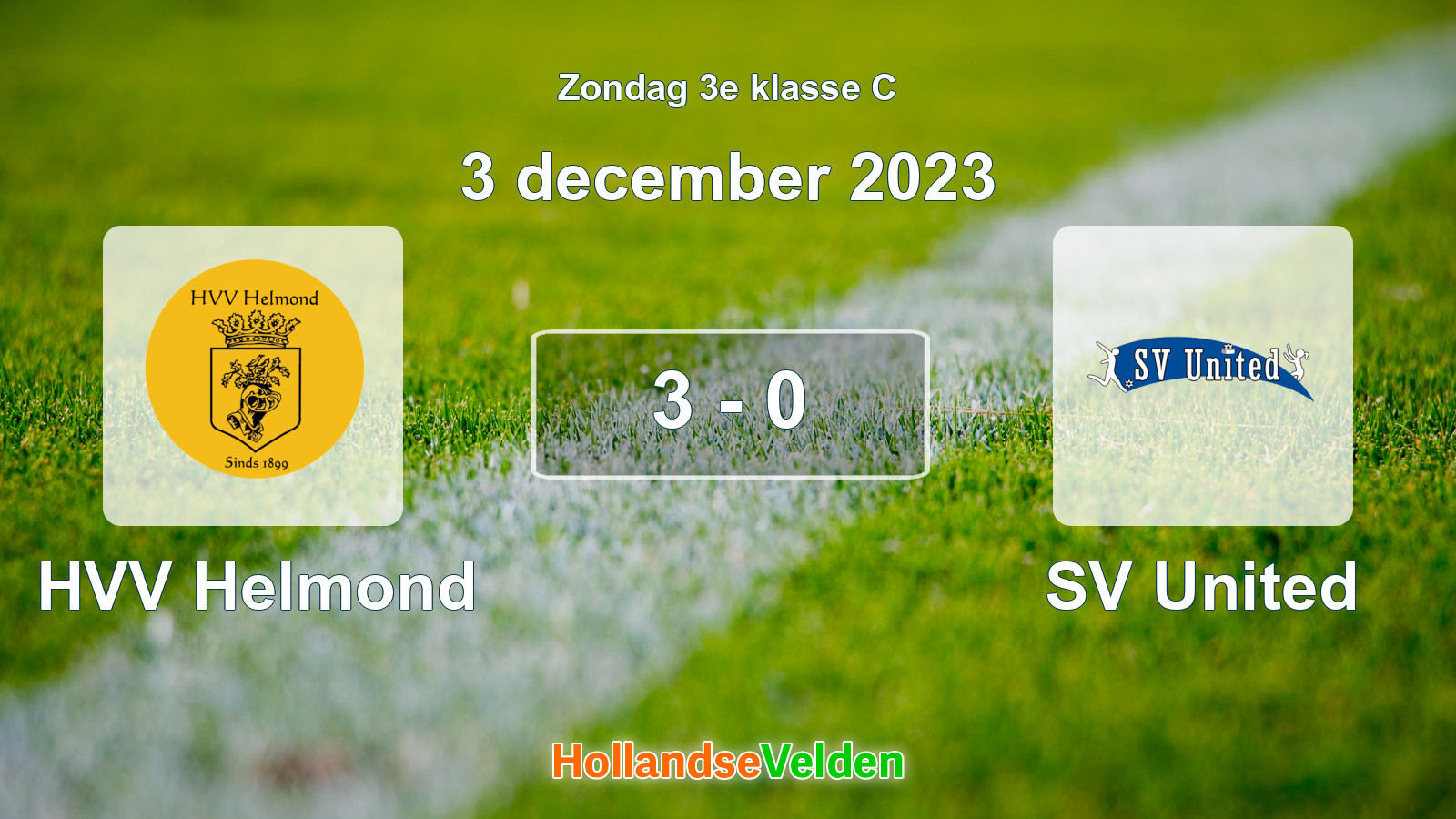 Gespeelde wedstrijd: HVV Helmond - SV United 3 - 0 (3 december 2023)