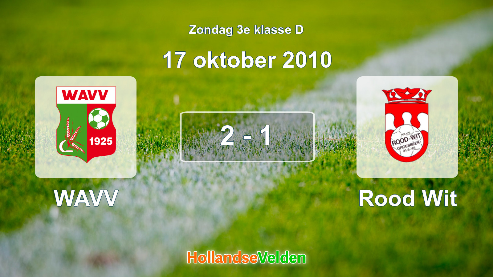 Gespeelde wedstrijd: WAVV - Rood Wit 2 - 1 (17 oktober 2010)