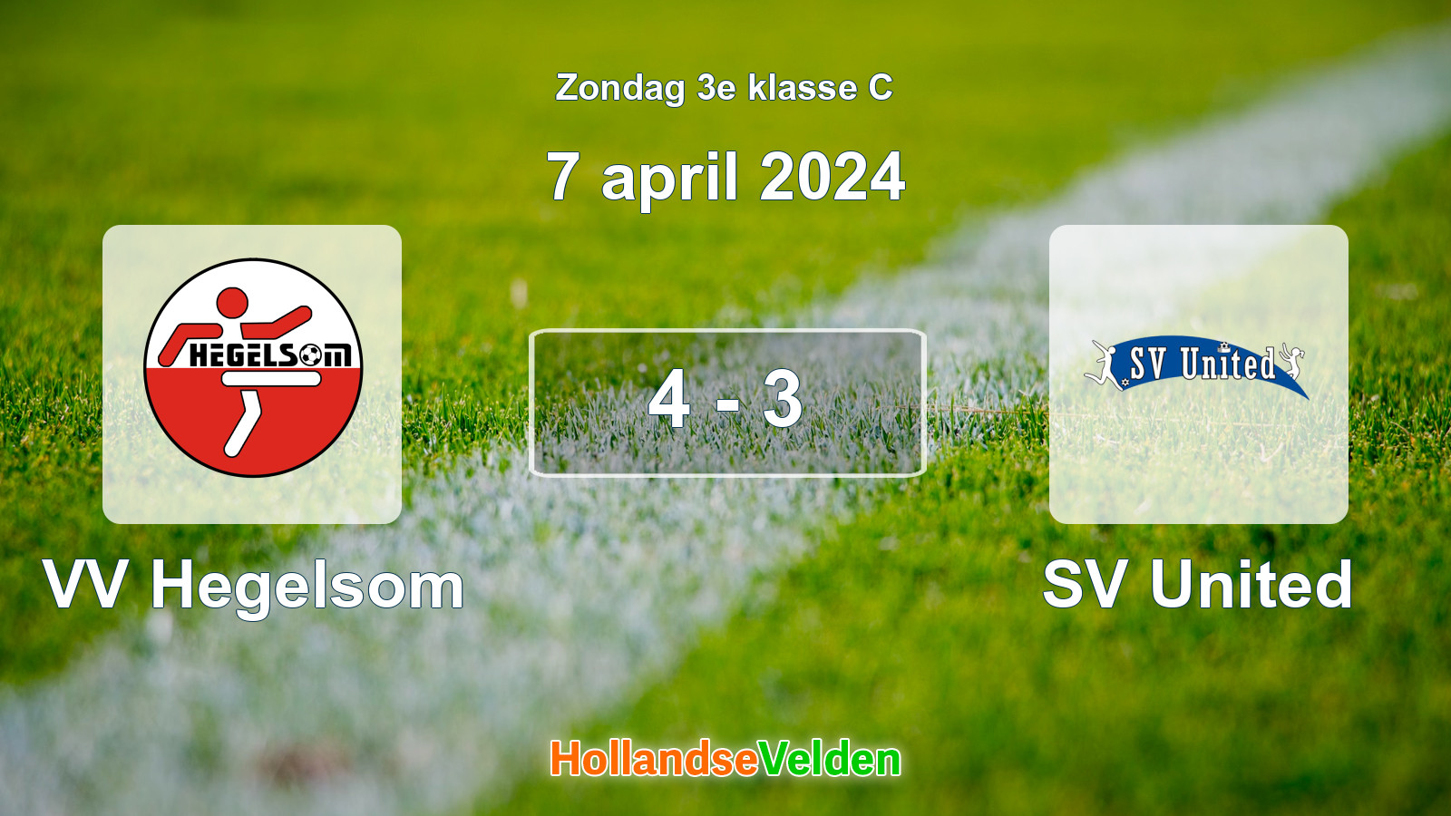 Gespeelde wedstrijd: VV Hegelsom - SV United 4 - 3 (7 april 2024)