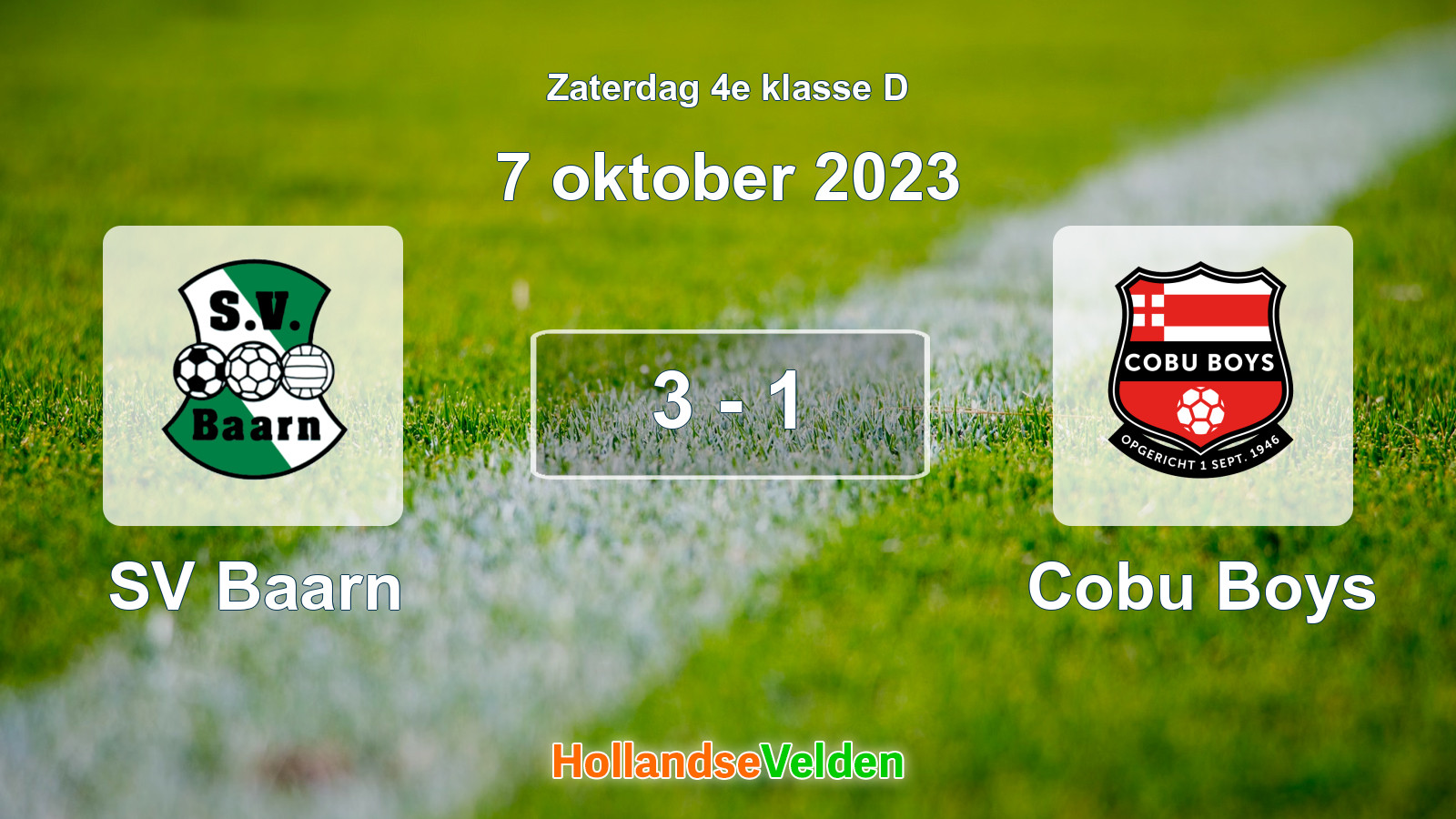 Gespeelde wedstrijd: SV Baarn - Cobu Boys 3 - 1 (7 oktober 2023)