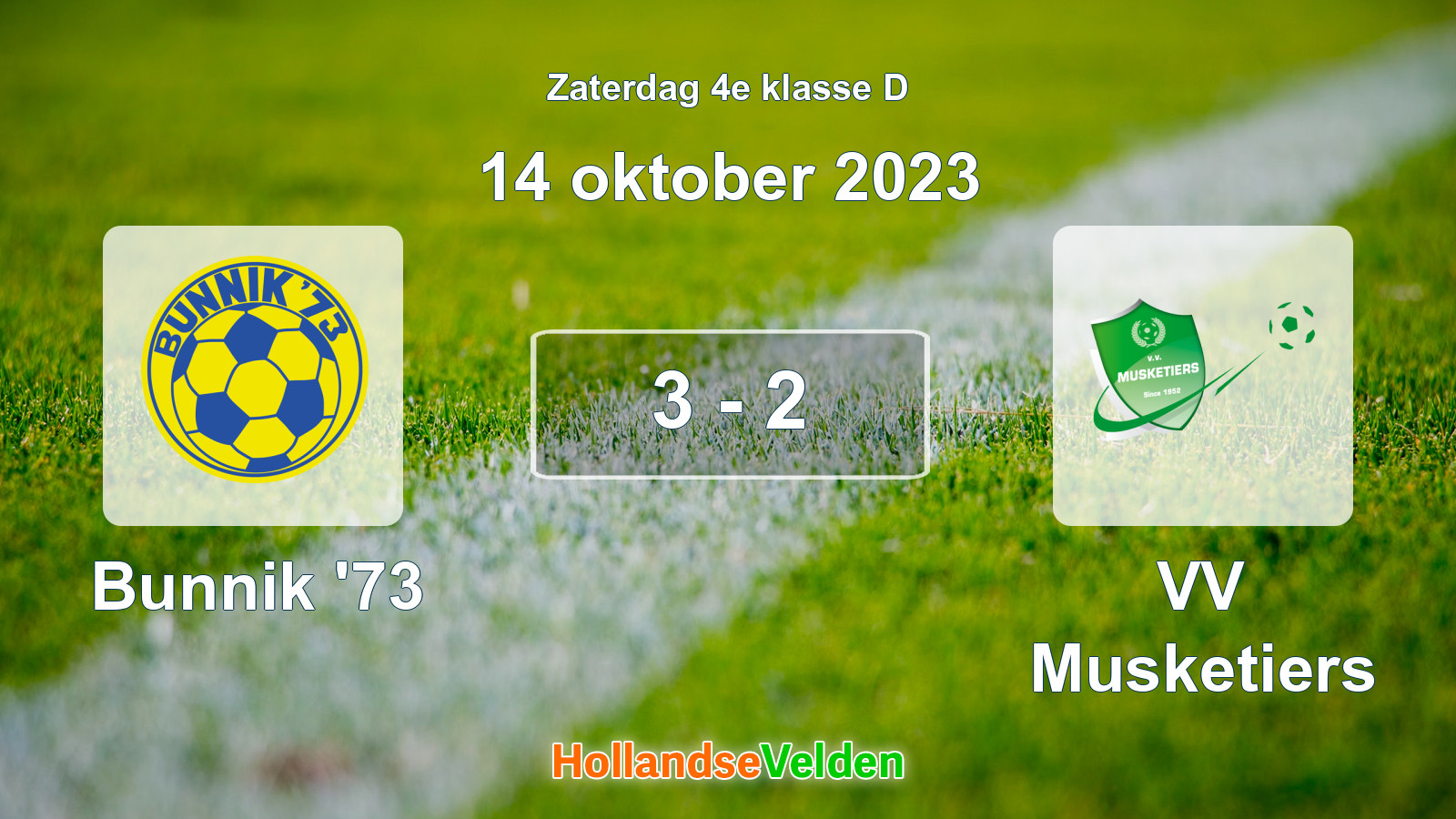 Gespeelde wedstrijd: Bunnik '73 - VV Musketiers 3 - 2 (14 oktober 2023)