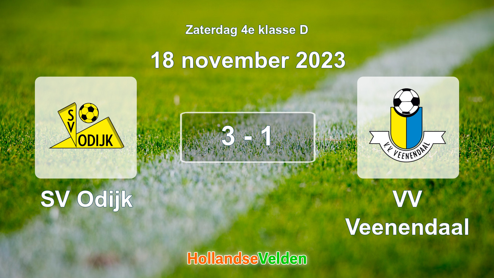 Gespeelde wedstrijd: SV Odijk - VV Veenendaal 3 - 1 (18 november 2023)