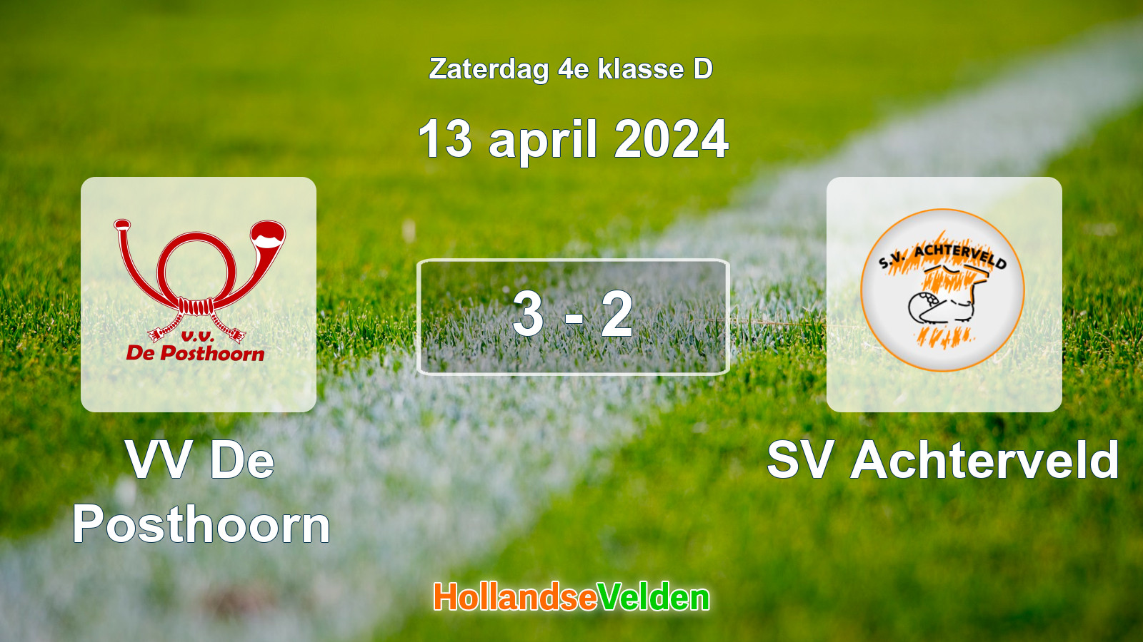Gespeelde wedstrijd: VV De Posthoorn - SV Achterveld 3 - 2 (13 april 2024)