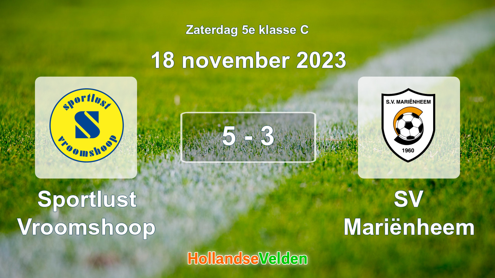 Gespeelde wedstrijd: Sportlust Vroomshoop - SV Mariënheem 5 - 3 (18 november 2023)