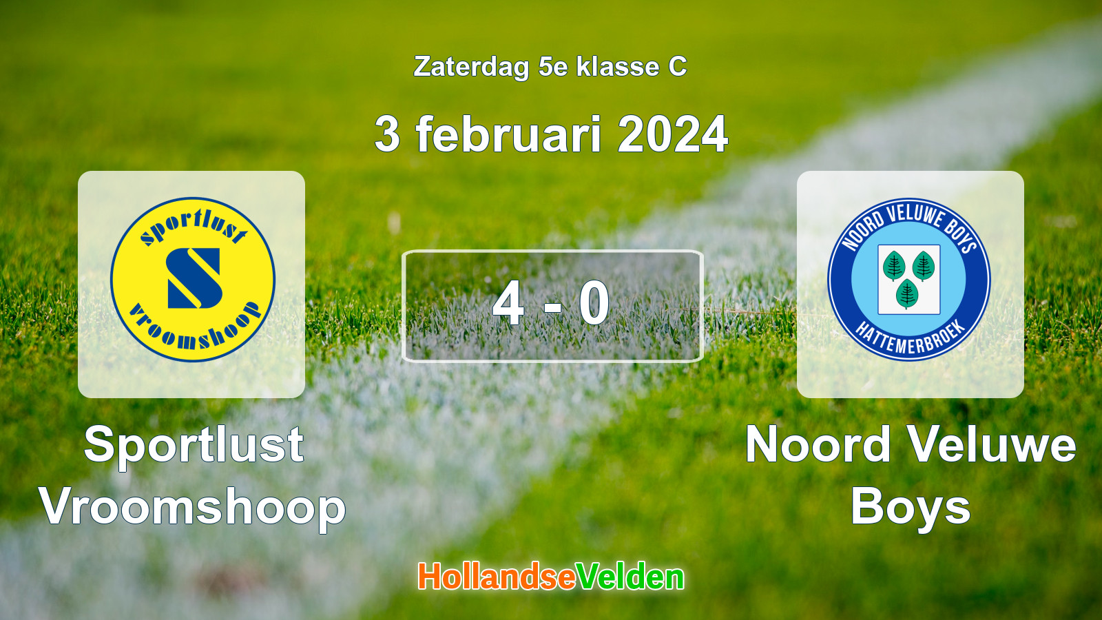 Gespeelde wedstrijd: Sportlust Vroomshoop - Noord Veluwe Boys 4 - 0 (3 februari 2024)