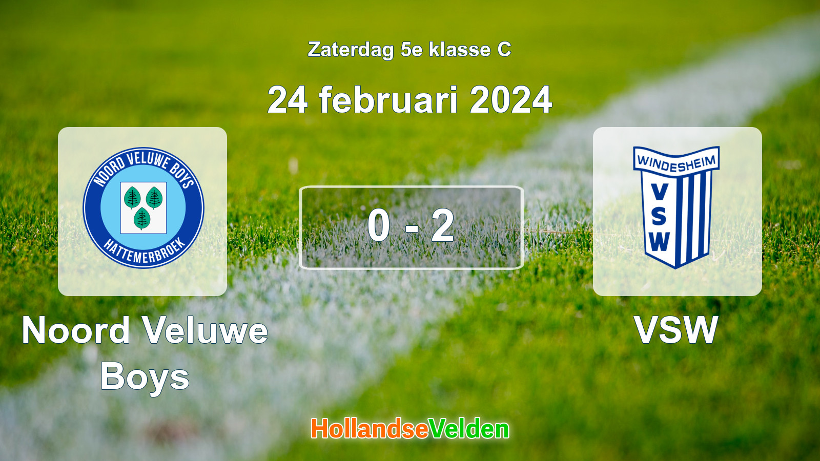 Gespeelde wedstrijd: Noord Veluwe Boys - VSW 0 - 2 (24 februari 2024)