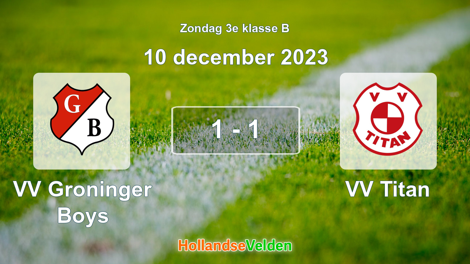 Gespeelde wedstrijd: VV Groninger Boys - VV Titan 1 - 1 (10 december 2023)
