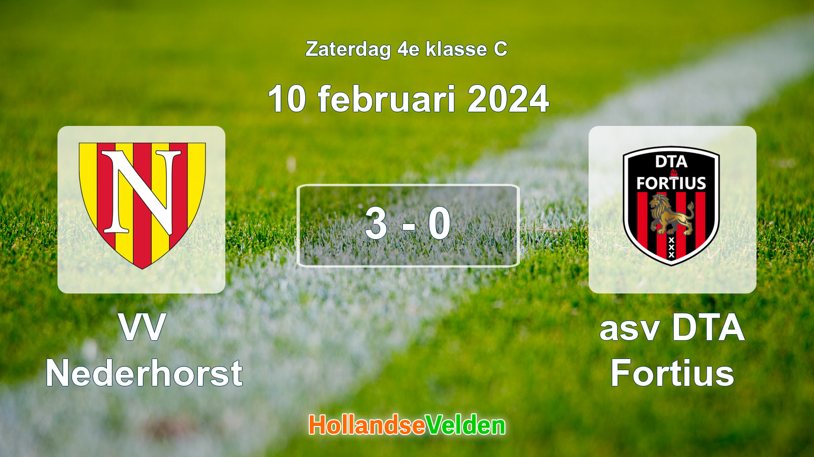Gespeelde wedstrijd: VV Nederhorst - asv DTA Fortius 3 - 0 (10 februari 2024)