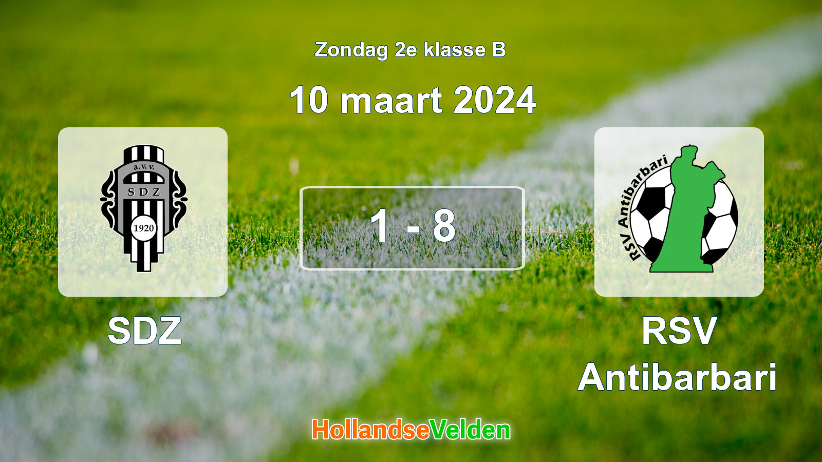 Gespeelde wedstrijd: SDZ - RSV Antibarbari 1 - 8 (10 maart 2024)