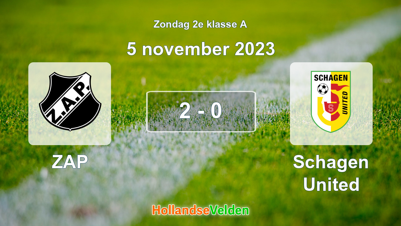 Gespeelde wedstrijd: ZAP - Schagen United 2 - 0 (5 november 2023)