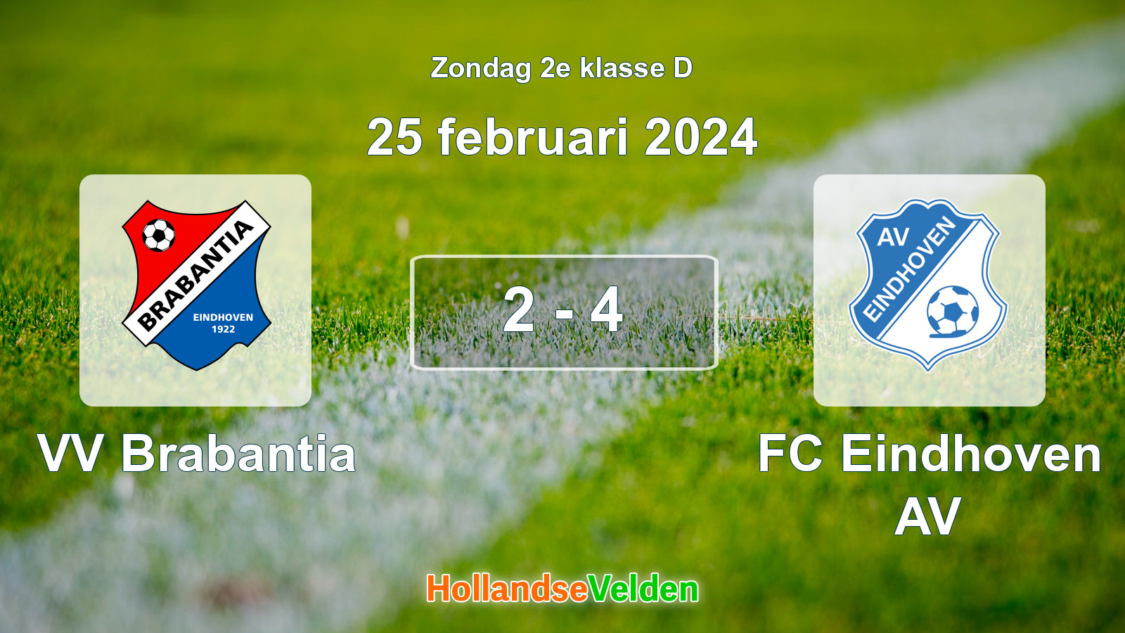 Gespeelde wedstrijd: VV Brabantia - FC Eindhoven AV 2 - 4 (25 februari 2024)