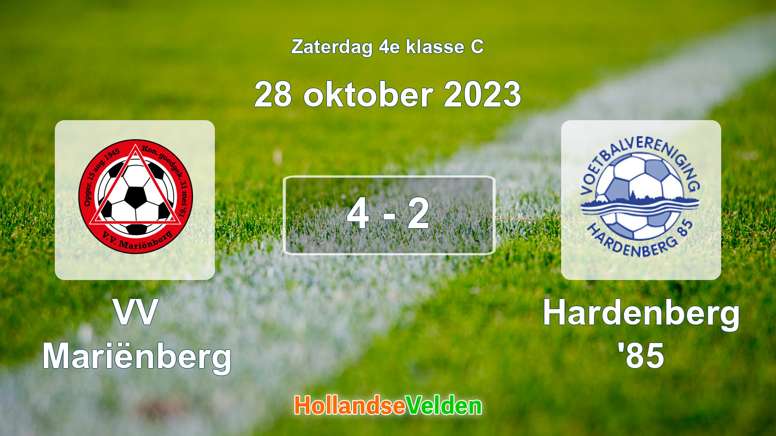 Gespeelde wedstrijd: VV Mariënberg - Hardenberg '85 4 - 2 (28 oktober 2023)