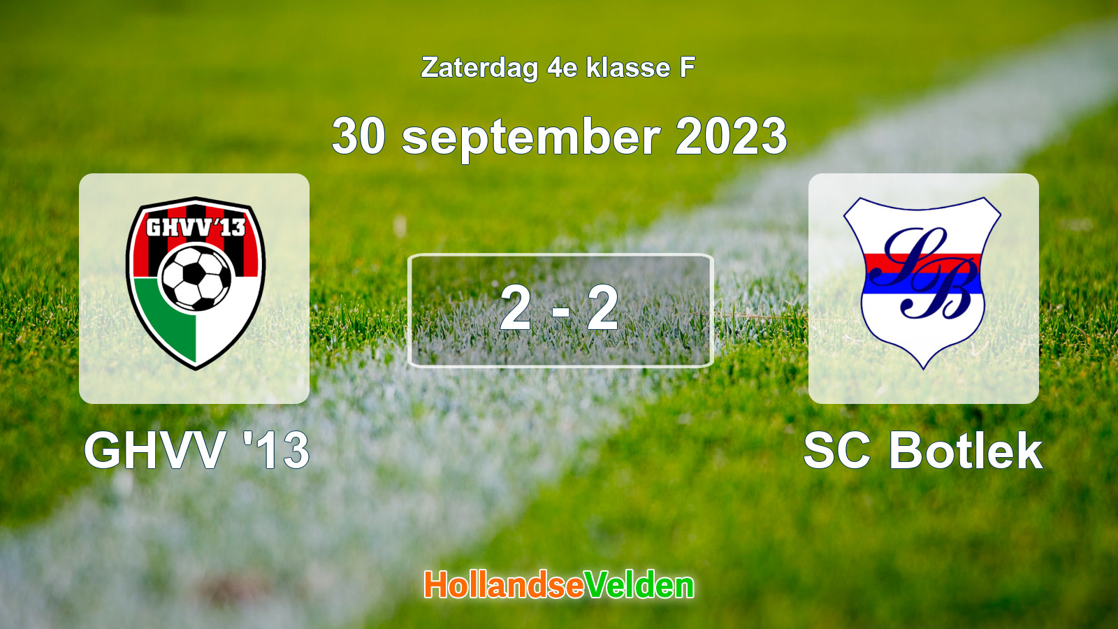 Gespeelde wedstrijd: GHVV '13 - SC Botlek 2 - 2 (30 september 2023)