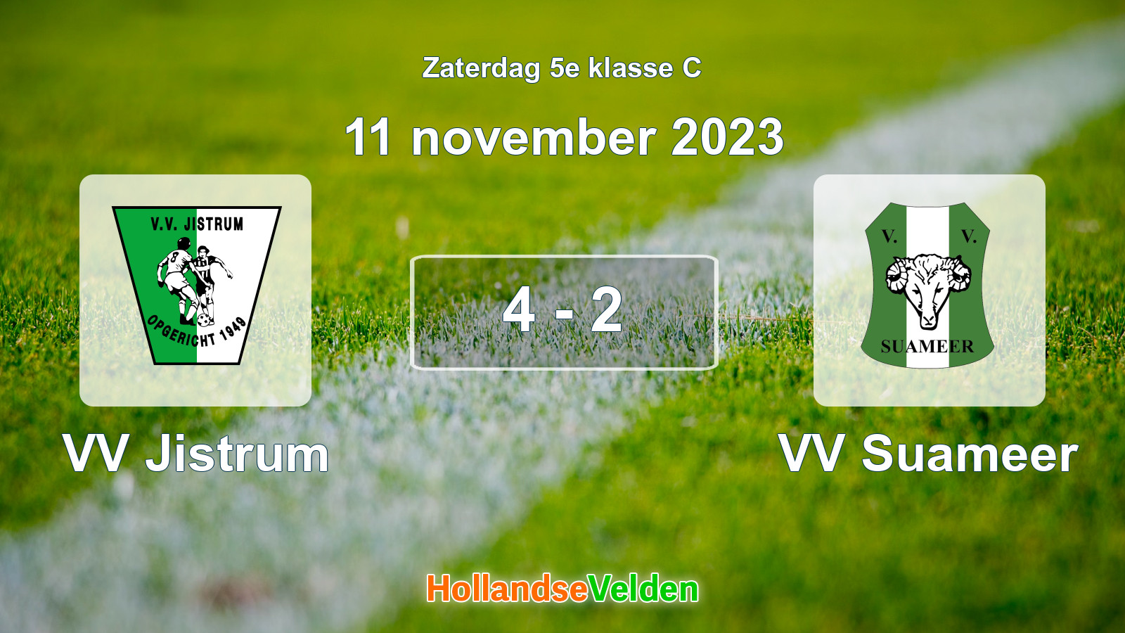 Gespeelde wedstrijd: VV Jistrum - VV Suameer 4 - 2 (11 november 2023)