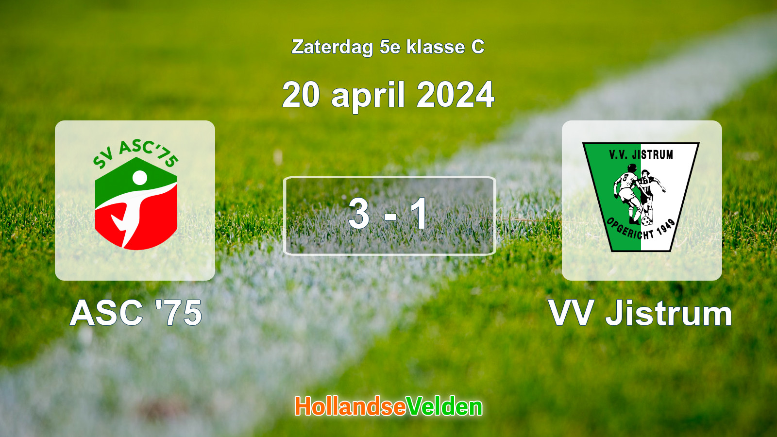 Gespeelde wedstrijd: ASC '75 - VV Jistrum 3 - 1 (20 april 2024)