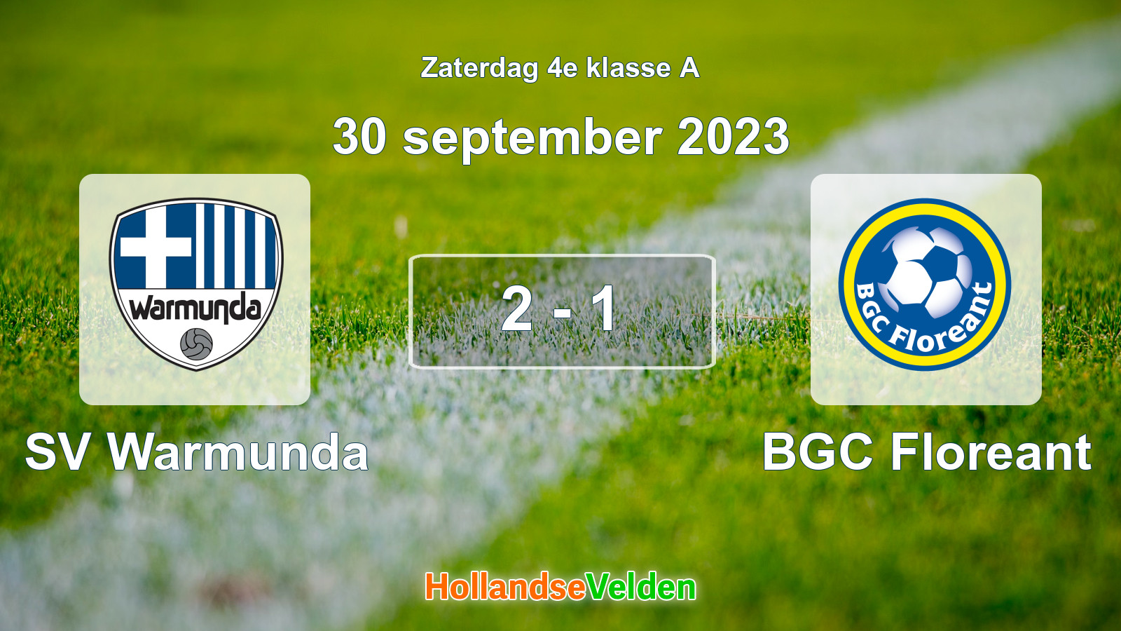Gespeelde wedstrijd: SV Warmunda - BGC Floreant 2 - 1 (30 september 2023)