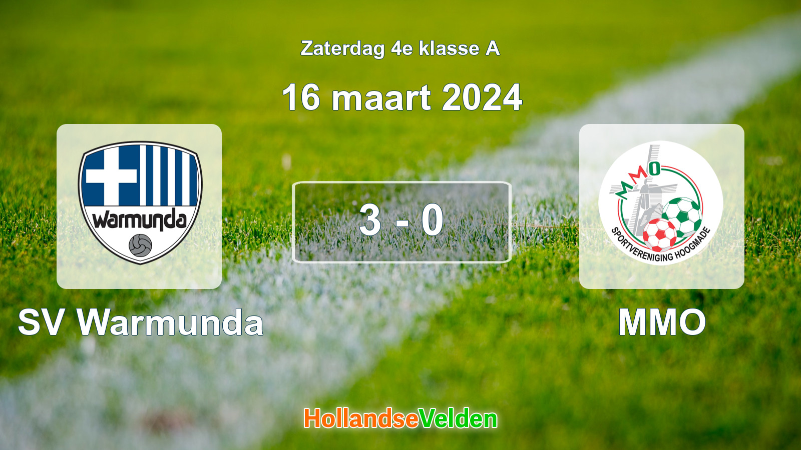 Gespeelde wedstrijd: SV Warmunda - MMO 3 - 0 (16 maart 2024)