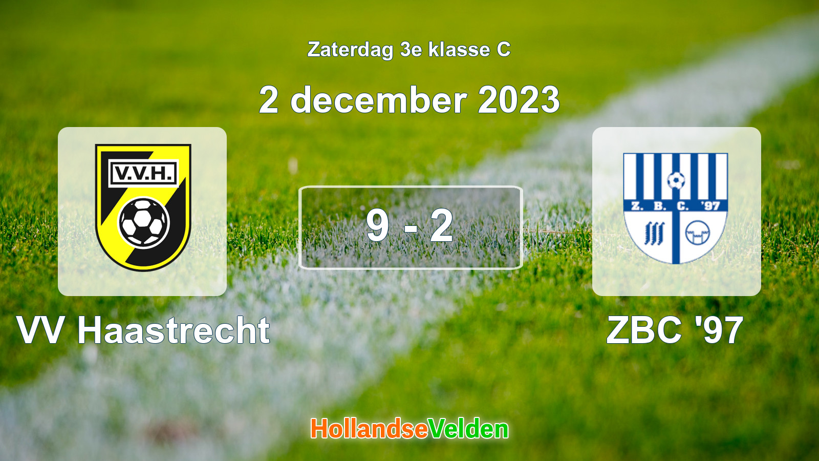 Gespeelde wedstrijd: VV Haastrecht - ZBC '97 9 - 2 (2 december 2023)
