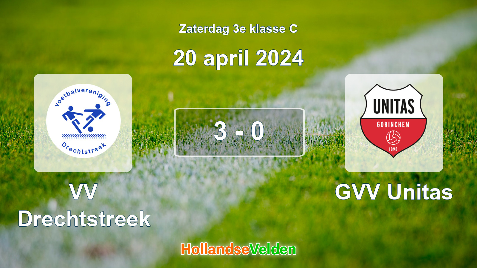 Gespeelde wedstrijd: VV Drechtstreek - GVV Unitas 3 - 0 (20 april 2024)