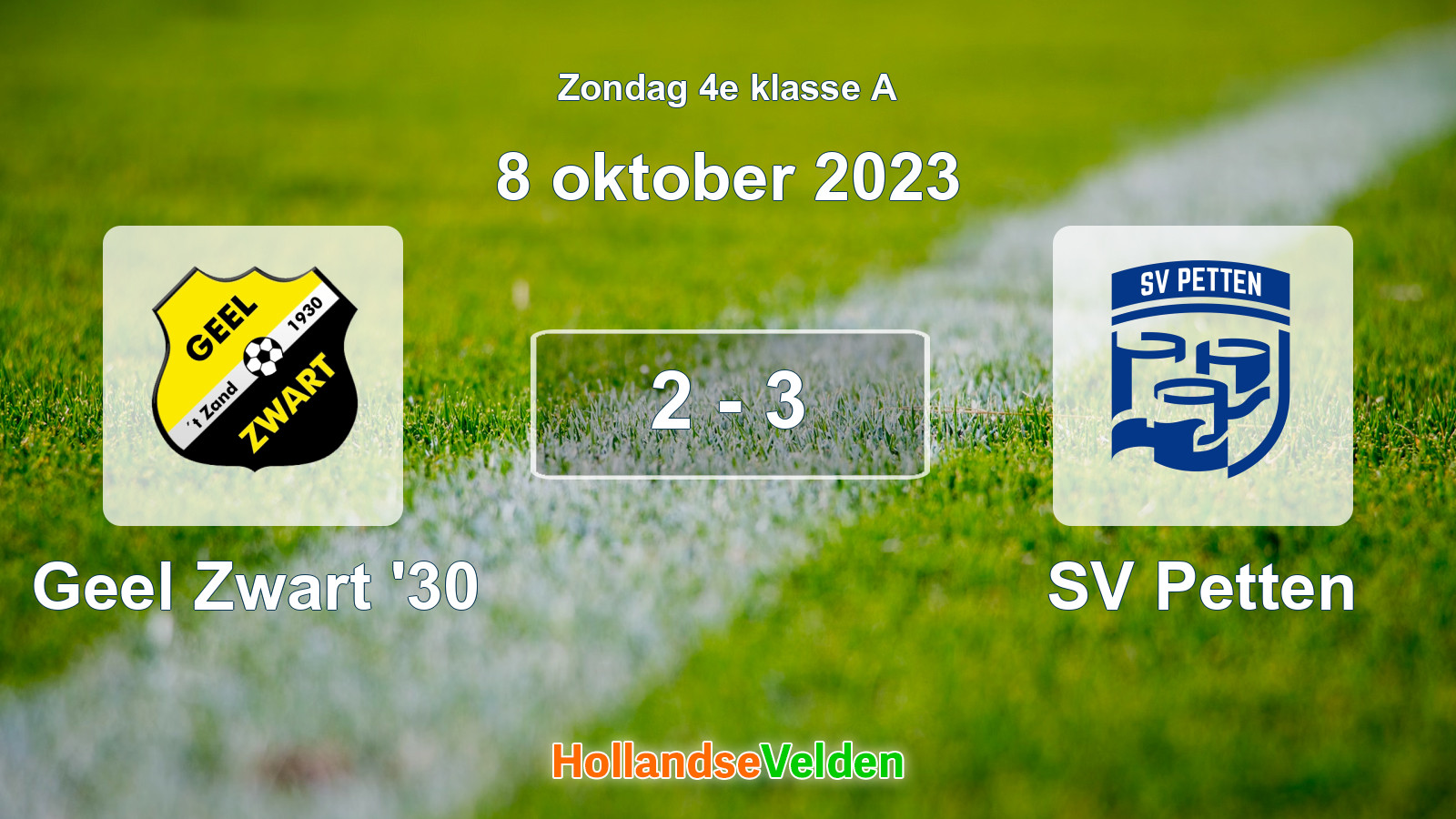 Gespeelde wedstrijd: Geel Zwart '30 - SV Petten 2 - 3 (8 oktober 2023)