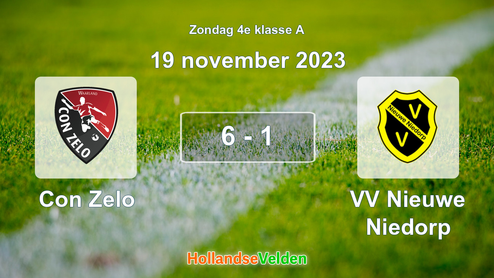 Gespeelde wedstrijd: Con Zelo - VV Nieuwe Niedorp 6 - 1 (19 november 2023)