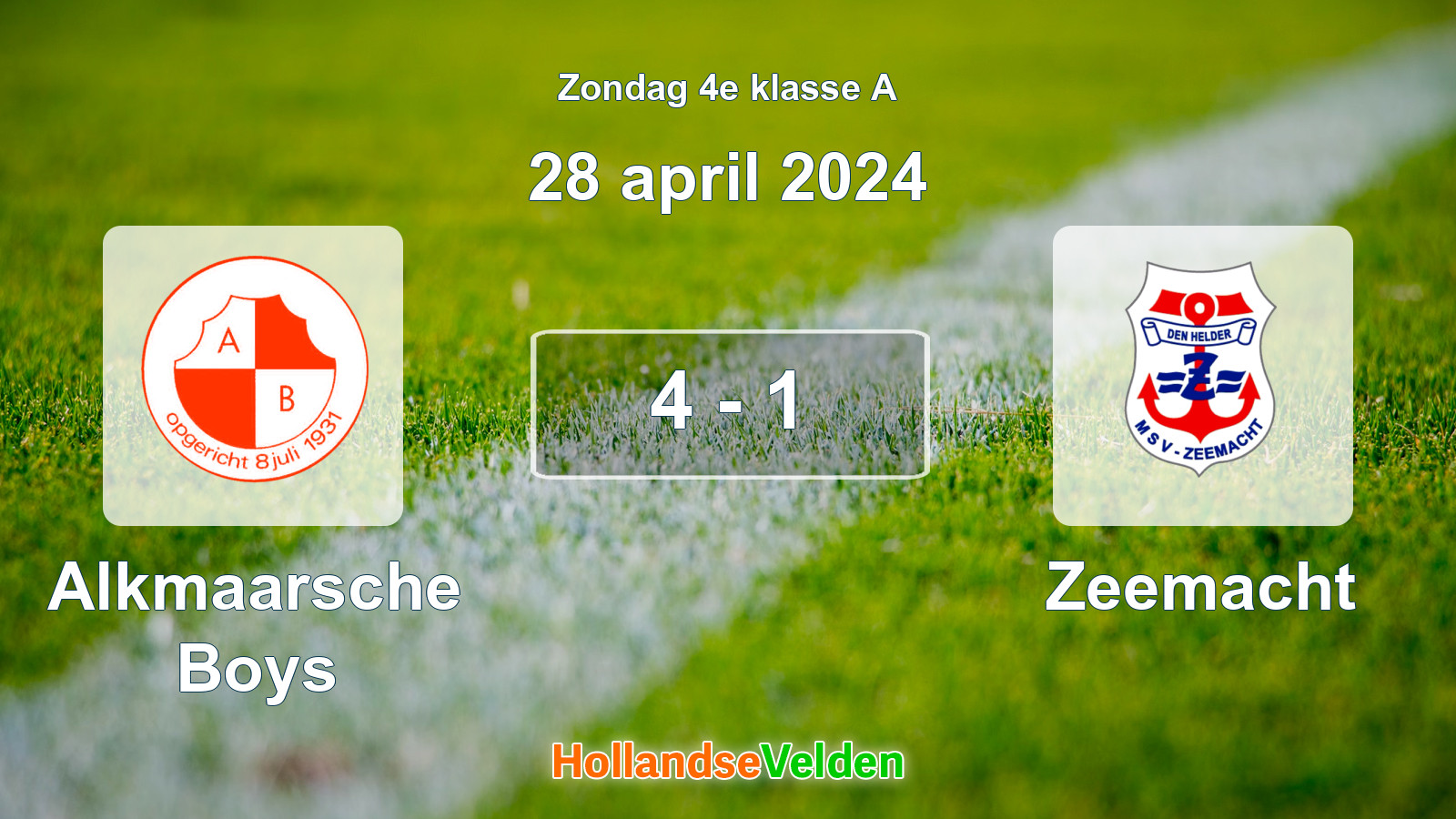 Gespeelde wedstrijd: Alkmaarsche Boys - Zeemacht 4 - 1 (28 april 2024)