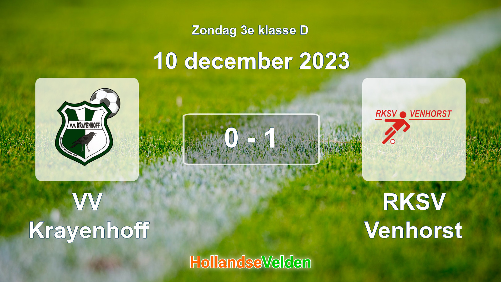 Gespeelde wedstrijd: VV Krayenhoff - RKSV Venhorst 0 - 1 (10 december 2023)