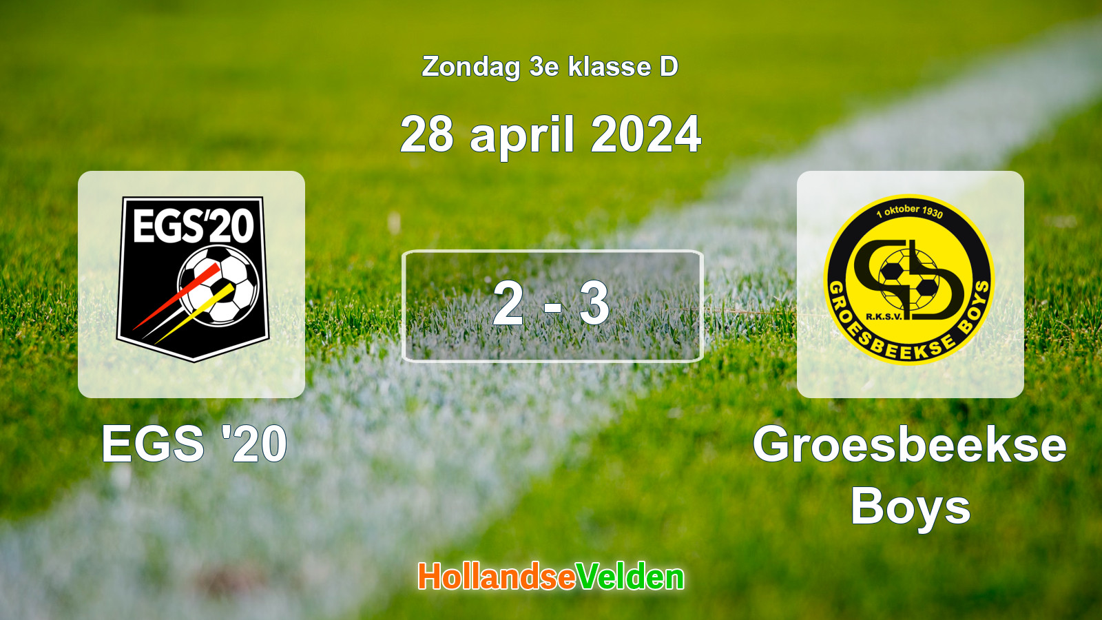 Gespeelde wedstrijd: EGS '20 - Groesbeekse Boys 2 - 3 (28 april 2024)