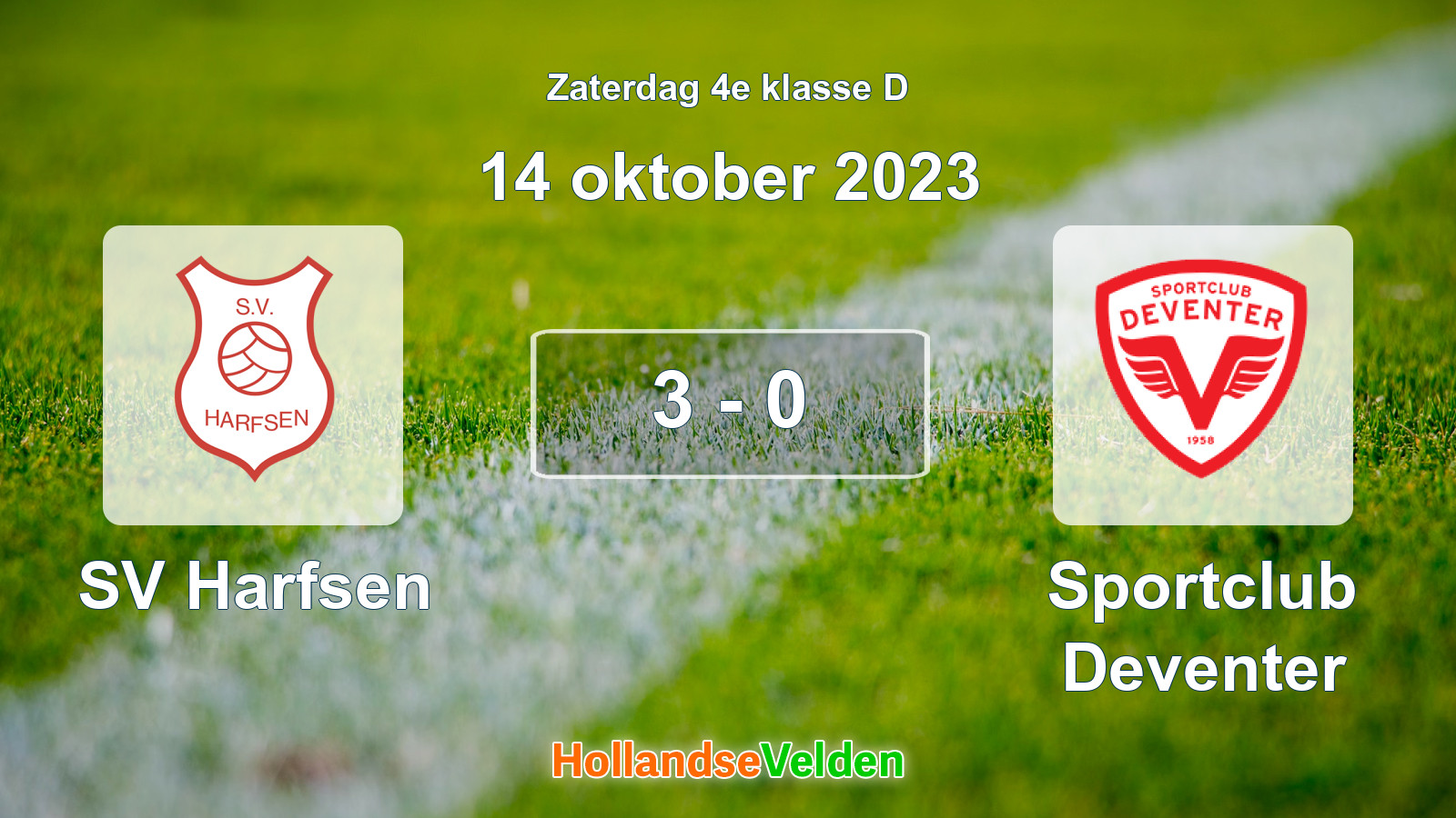 Gespeelde wedstrijd: SV Harfsen - Sportclub Deventer 3 - 0 (14 oktober 2023)
