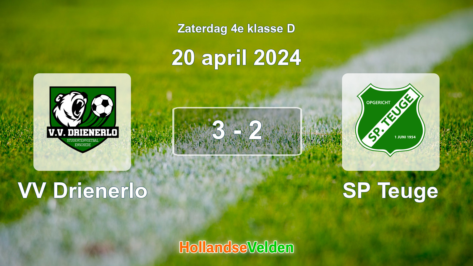 Gespeelde wedstrijd: VV Drienerlo - SP Teuge 3 - 2 (20 april 2024)