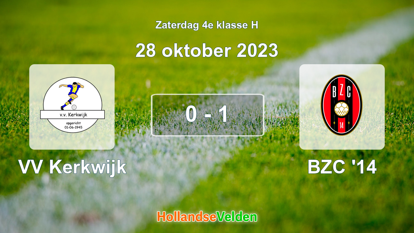 Gespeelde wedstrijd: VV Kerkwijk - BZC '14 0 - 1 (28 oktober 2023)