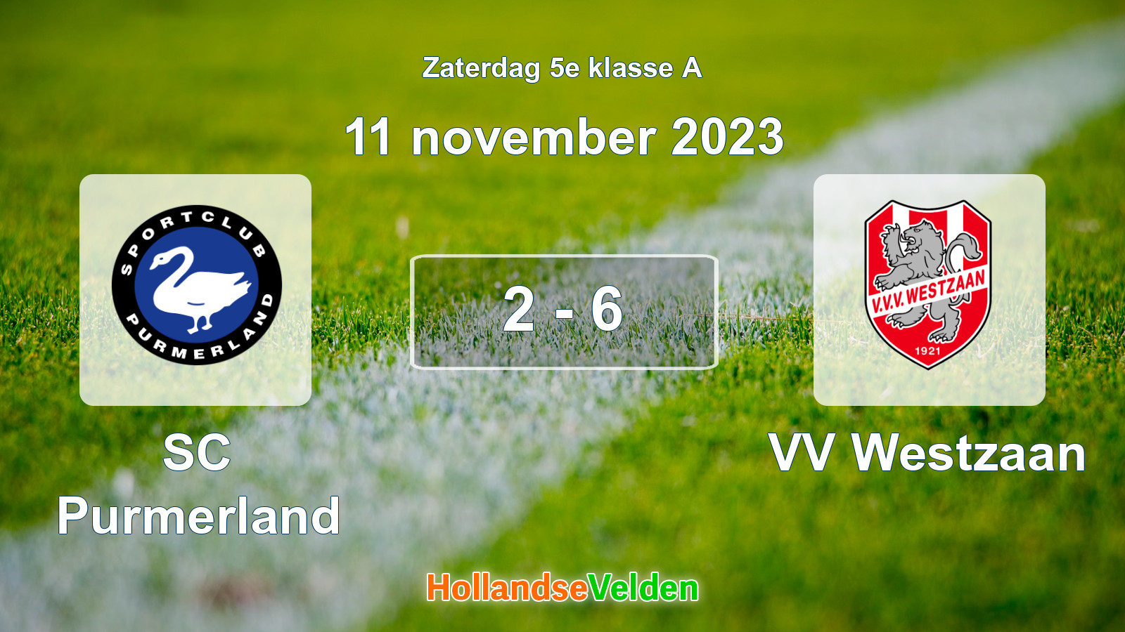Gespeelde wedstrijd: SC Purmerland - VV Westzaan 2 - 6 (11 november 2023)