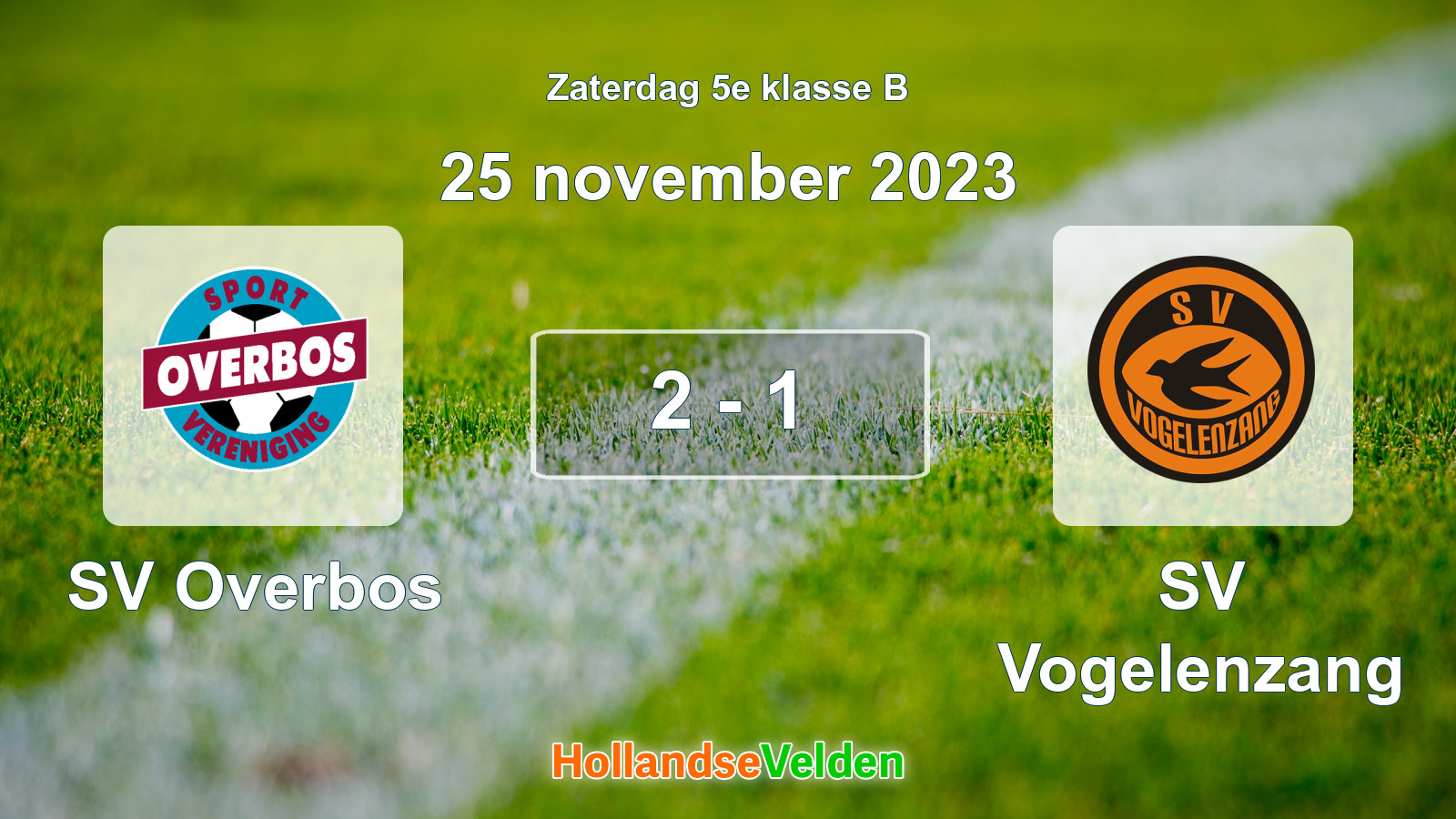 Gespeelde wedstrijd: SV Overbos - SV Vogelenzang 2 - 1 (25 november 2023)
