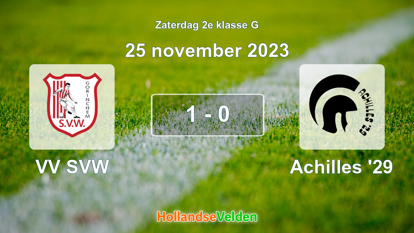 Gespeelde wedstrijd: VV SVW - Achilles '29 1 - 0 (25 november 2023)