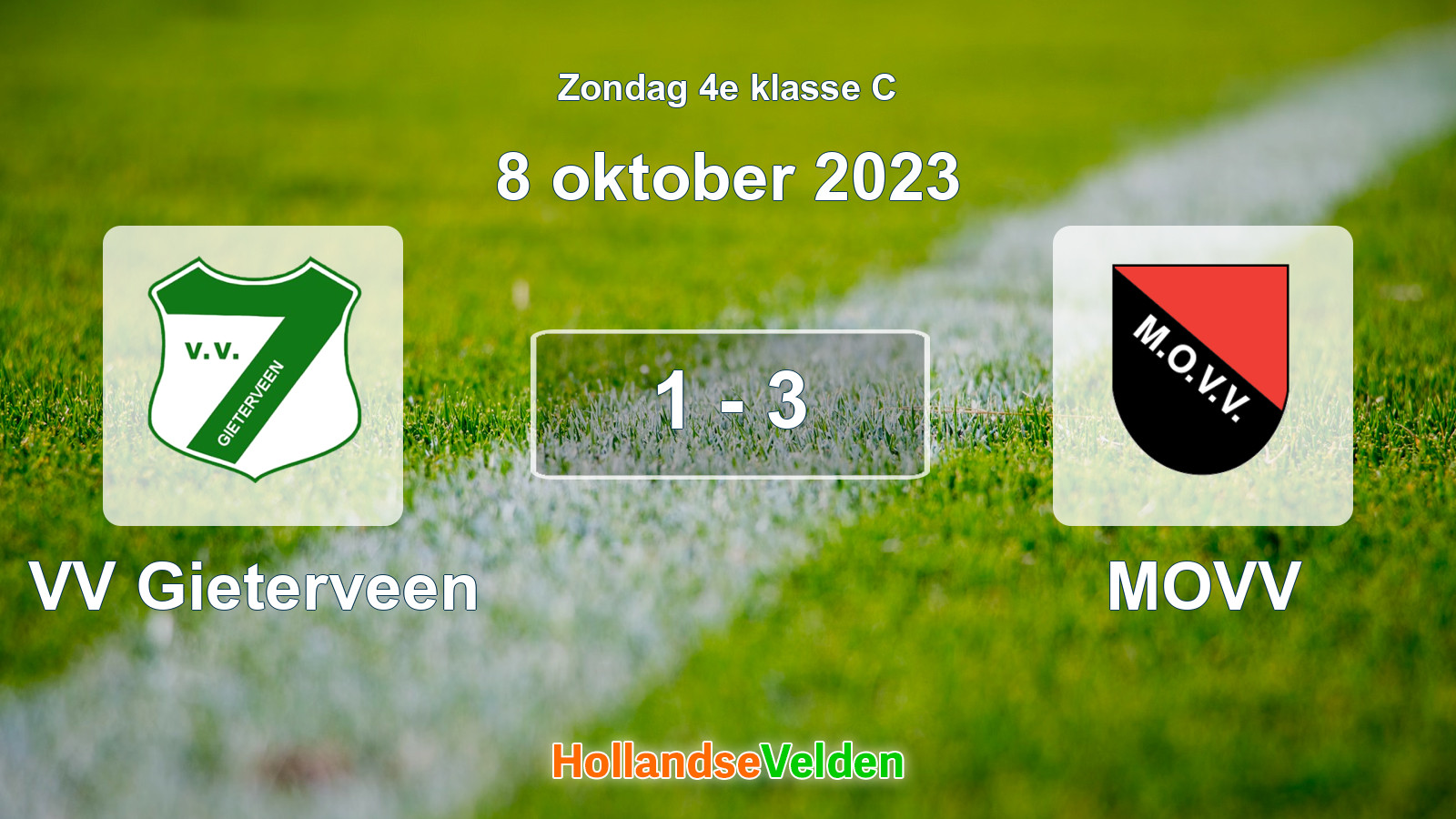 Gespeelde wedstrijd: VV Gieterveen - MOVV 1 - 3 (8 oktober 2023)