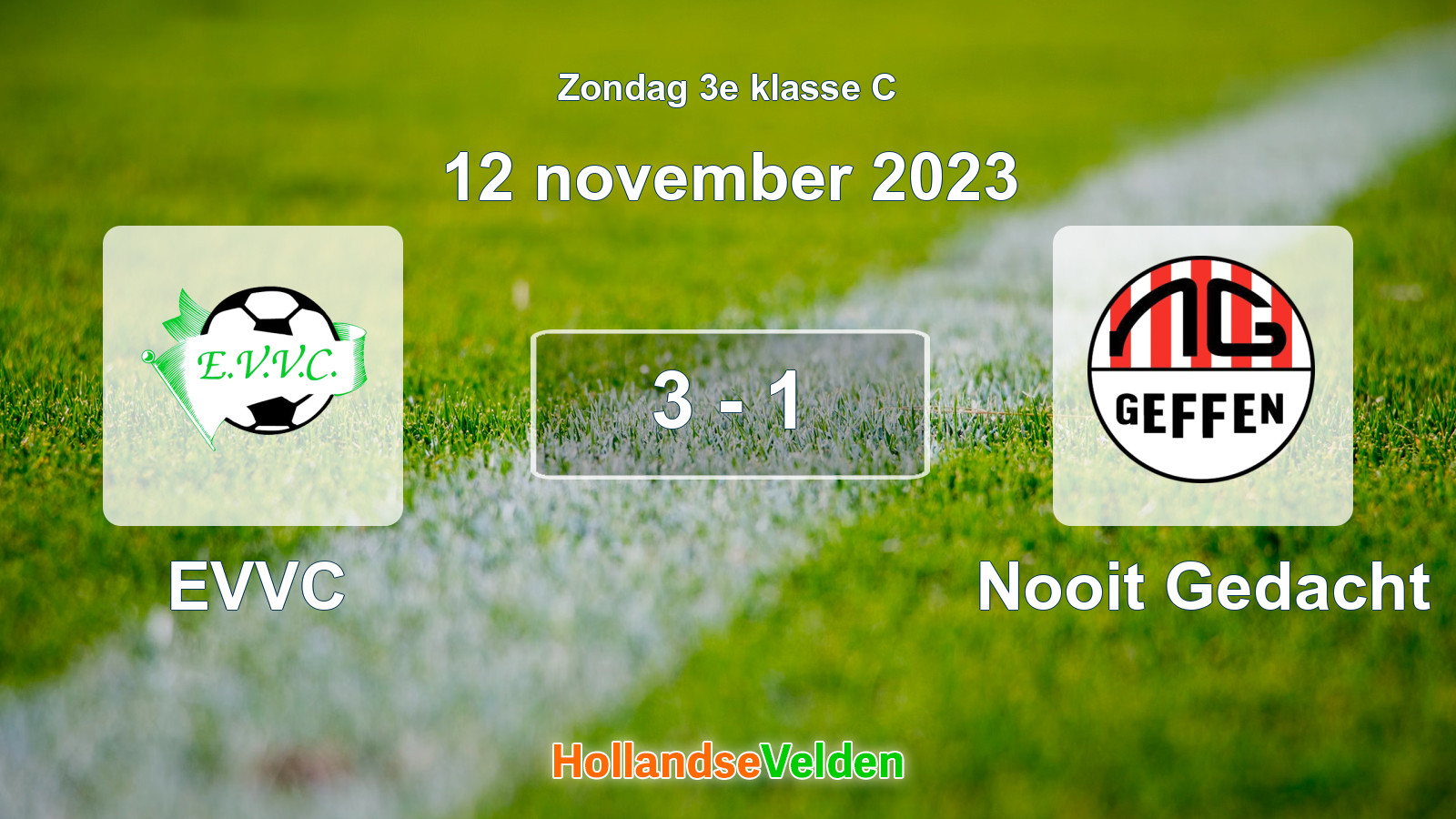 Gespeelde wedstrijd: EVVC - Nooit Gedacht 3 - 1 (12 november 2023)
