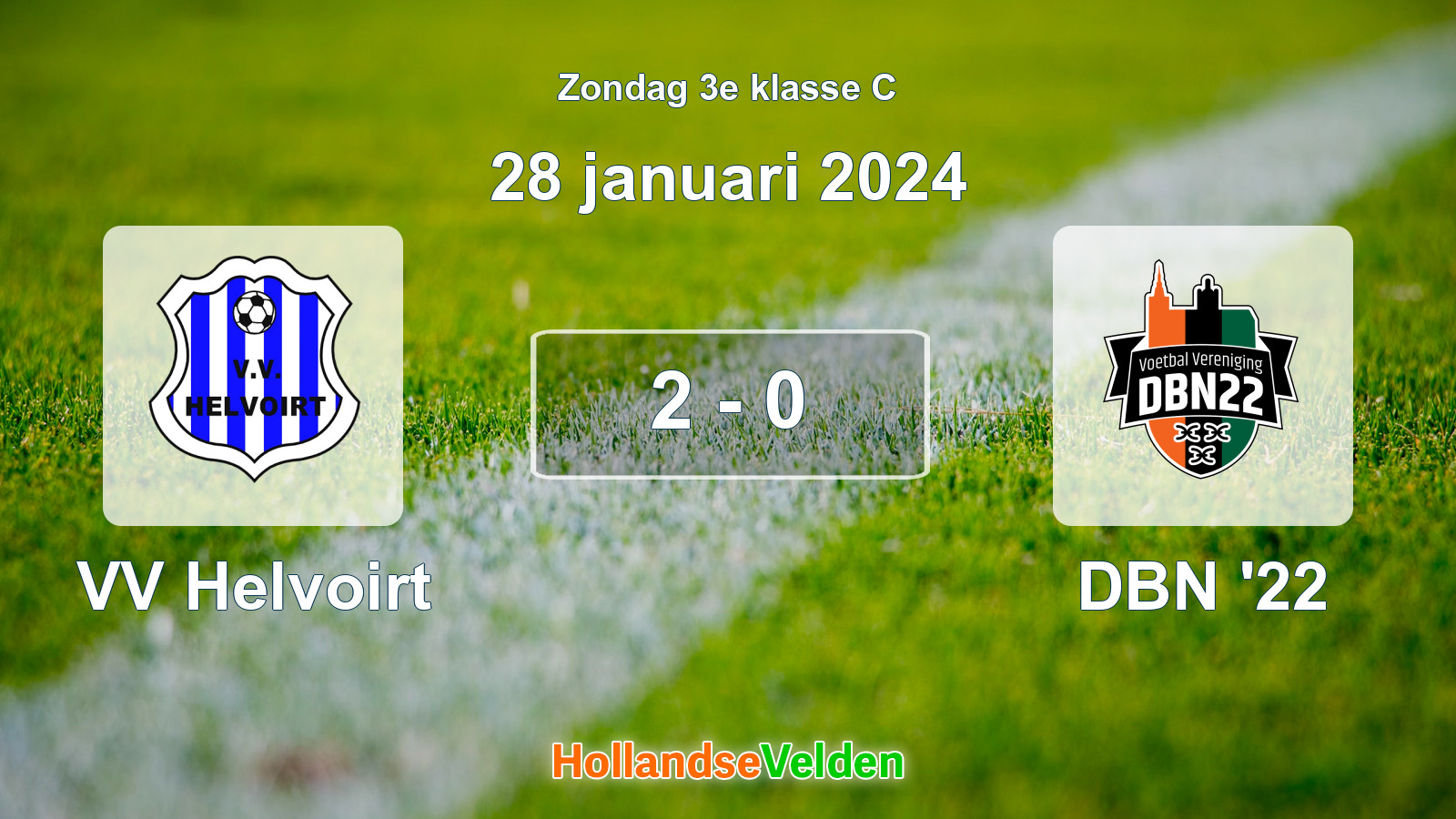 Gespeelde wedstrijd: VV Helvoirt - DBN '22 2 - 0 (28 januari 2024)
