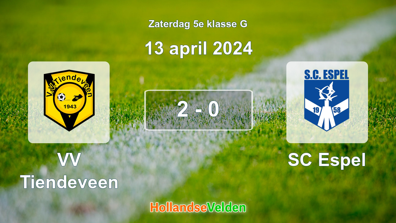 Gespeelde wedstrijd: VV Tiendeveen - SC Espel 2 - 0 (13 april 2024)