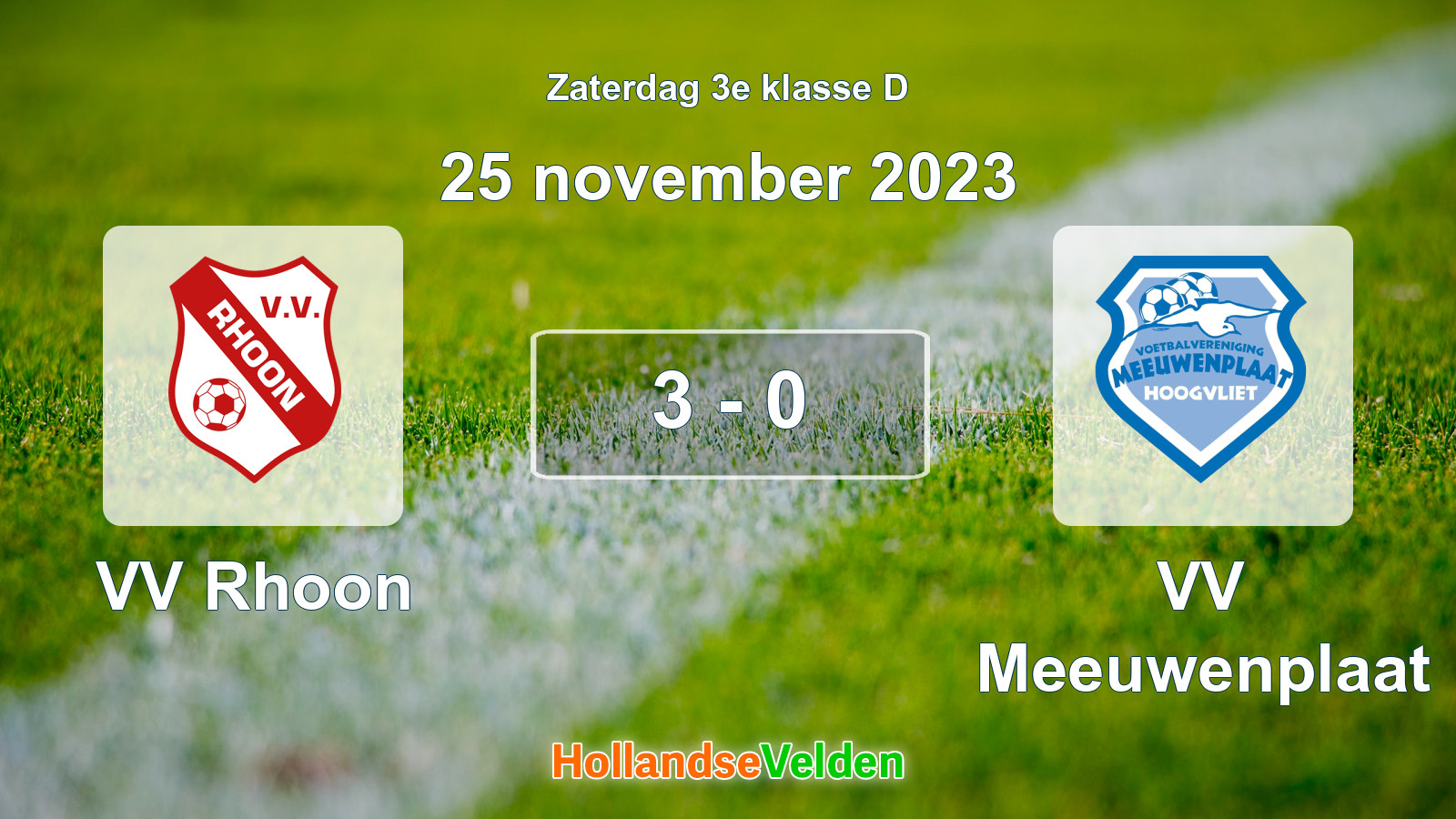 Gespeelde wedstrijd: VV Rhoon - VV Meeuwenplaat 3 - 0 (25 november 2023)