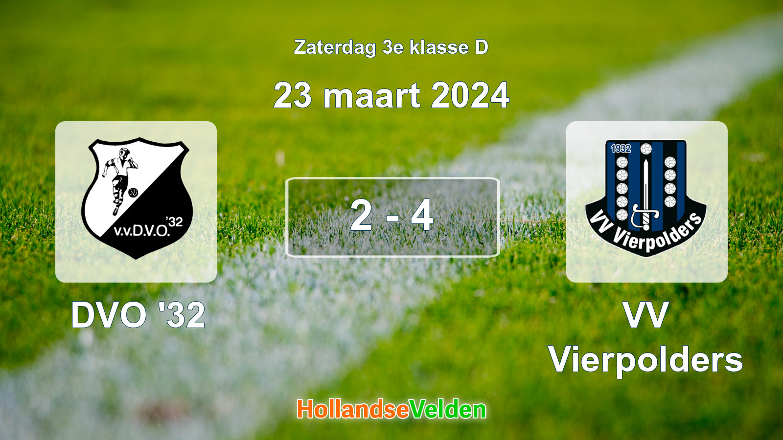 Gespeelde wedstrijd: DVO '32 - VV Vierpolders 2 - 4 (23 maart 2024)