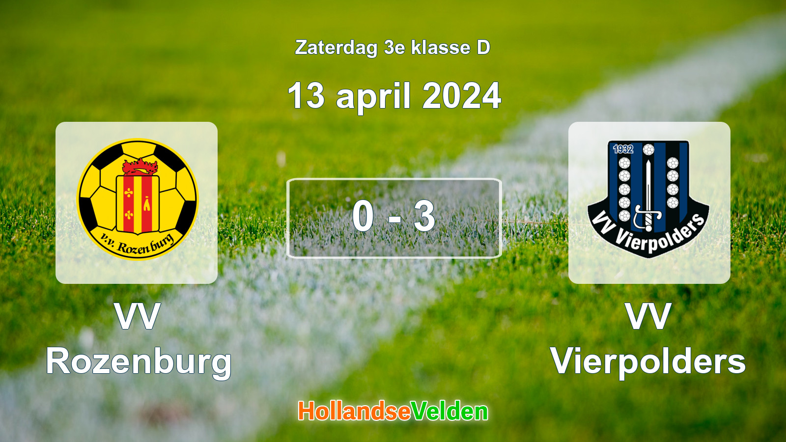 Gespeelde wedstrijd: VV Rozenburg - VV Vierpolders 0 - 3 (13 april 2024)