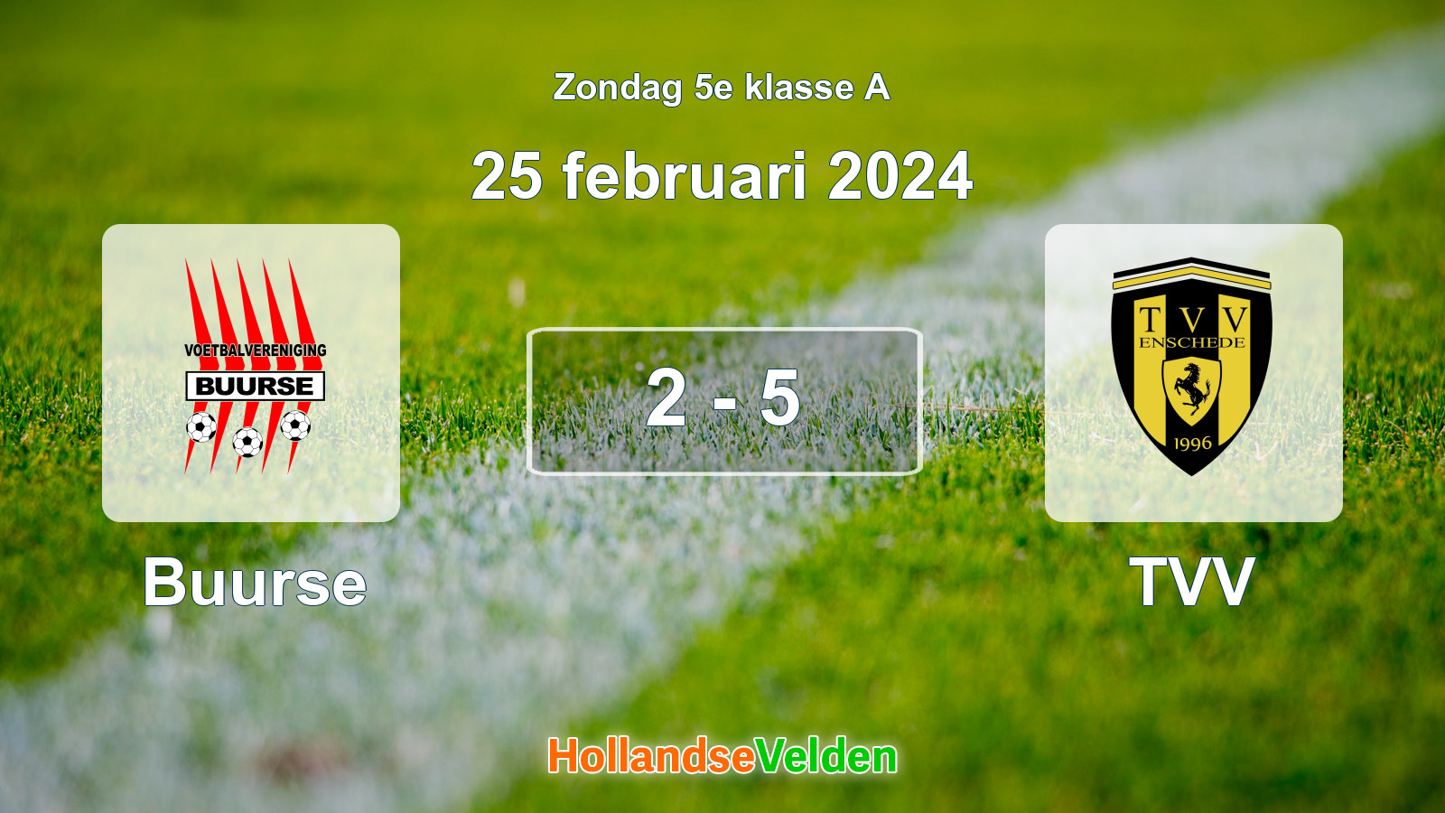 Gespeelde wedstrijd: Buurse - TVV 2 - 5 (25 februari 2024)