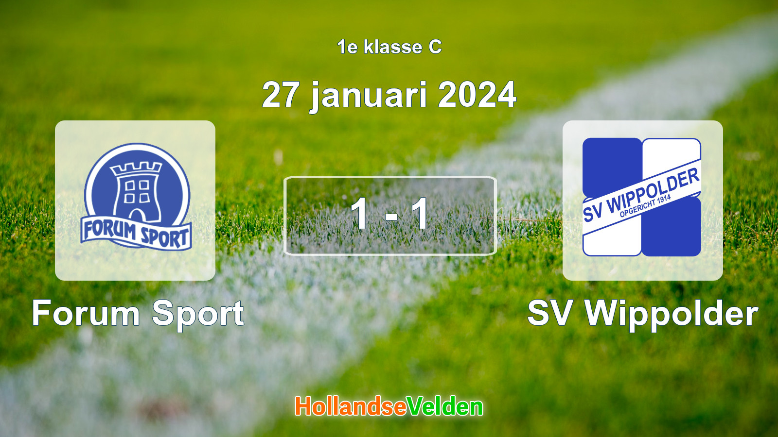 Gespeelde wedstrijd: Forum Sport - SV Wippolder 1 - 1 (27 januari 2024)