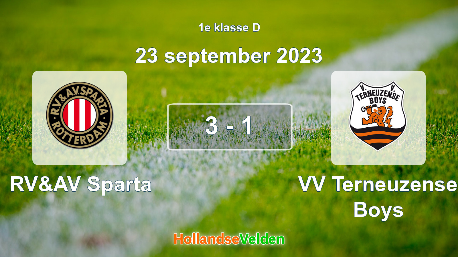 Gespeelde wedstrijd: RV&AV Sparta - VV Terneuzense Boys 3 - 1 (23 september 2023)