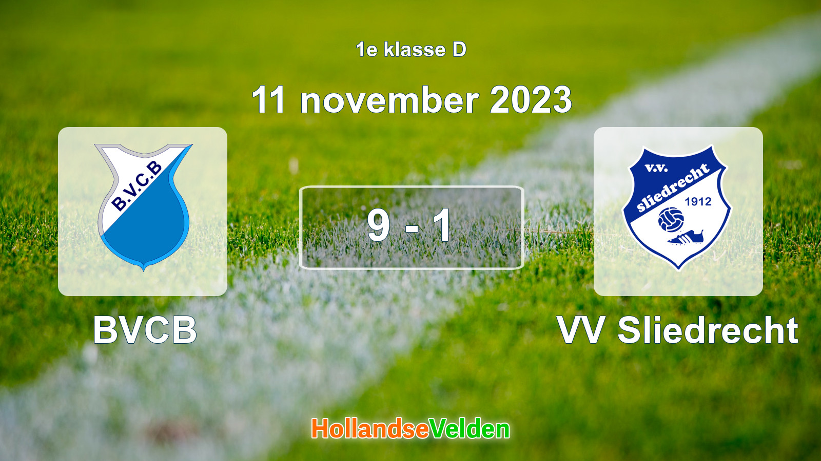 Gespeelde wedstrijd: BVCB - VV Sliedrecht 9 - 1 (11 november 2023)