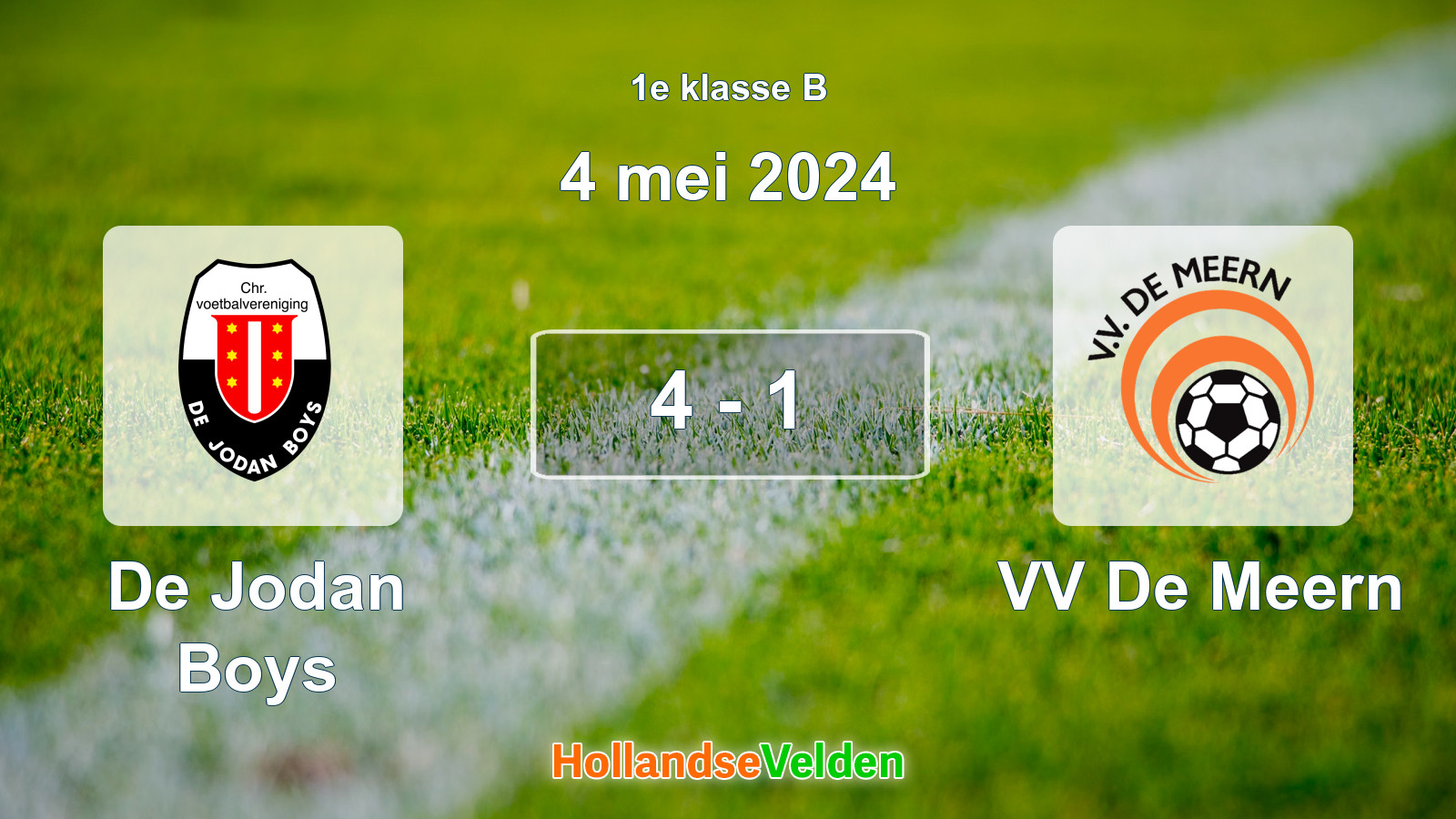 Gespeelde wedstrijd: De Jodan Boys - VV De Meern 4 - 1 (4 mei 2024)