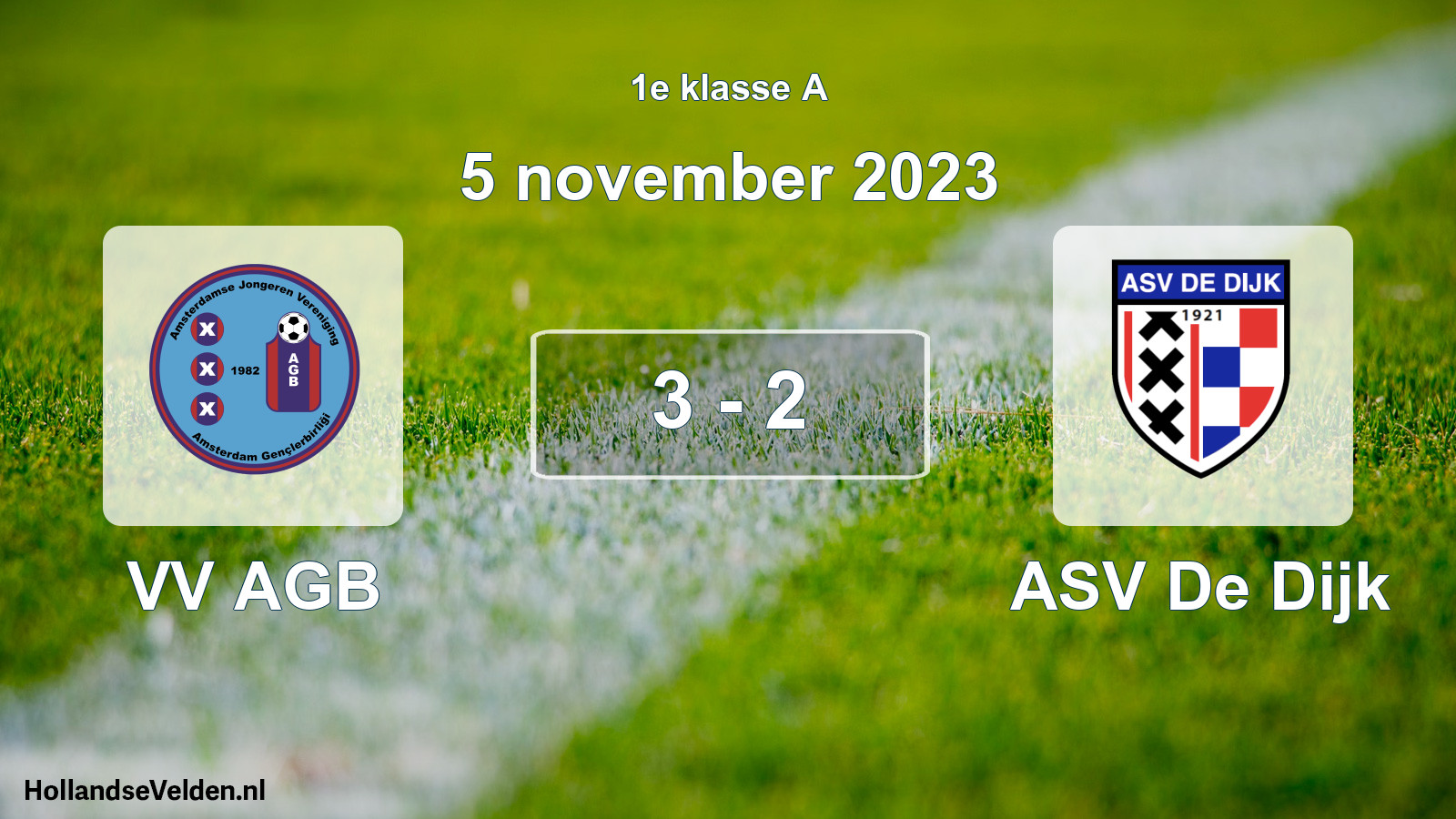 Gespeelde wedstrijd: VV AGB - ASV De Dijk 3 - 2 (5 november 2023)